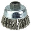 Weiler 3" Knot Wire Cup Brush .020" Stainless Steel Fill 5/8"-11 UNC Nut 36239